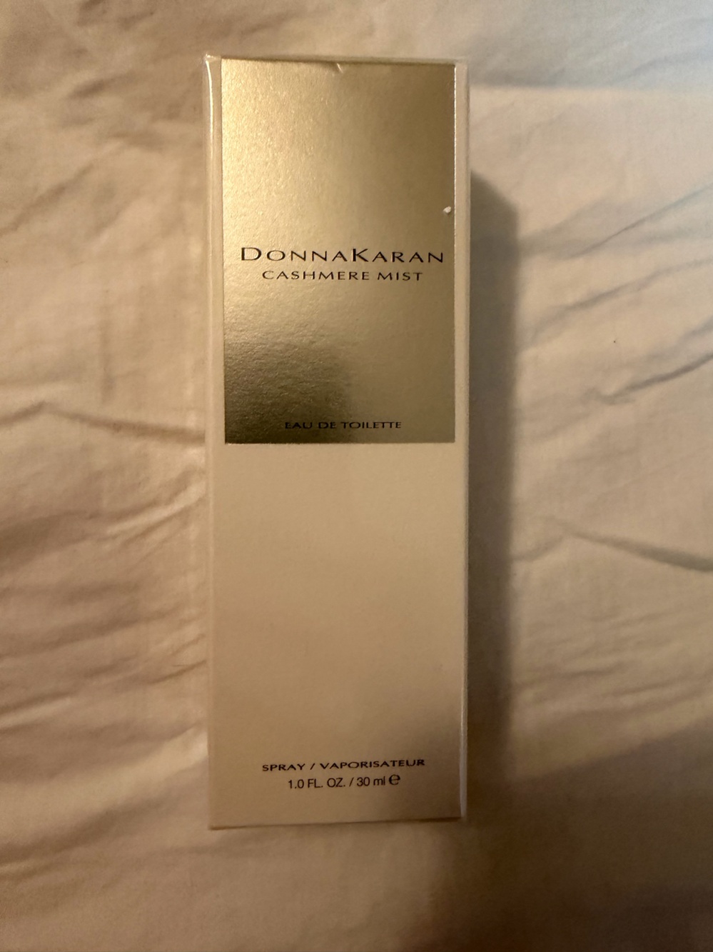 Donna Karan Cashmere Mist White and Gold Fragrance Box 1 ounce- New in box.